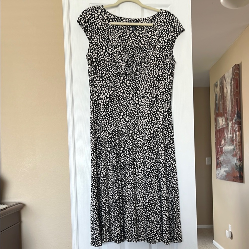 Elegant Black and creme Dress V Neck sz 12
